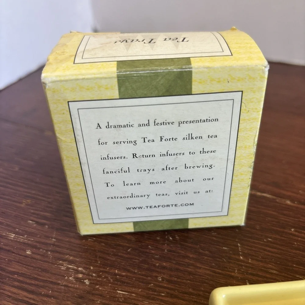 Tea Forte Tea Bag Trays Set of 2 Butter Yellow , Ceramic, For Silken Tea‎ , NIB